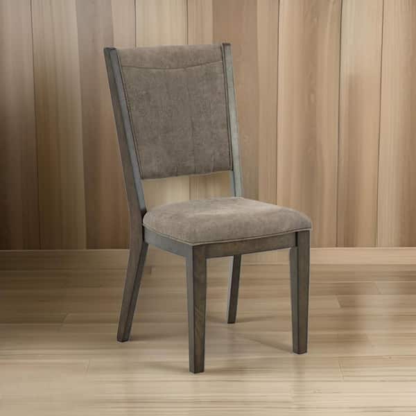 Benjara Gray Faux leather Side Chair with Cushioned Seat and Backrest for Added Comfort (Set of 2)