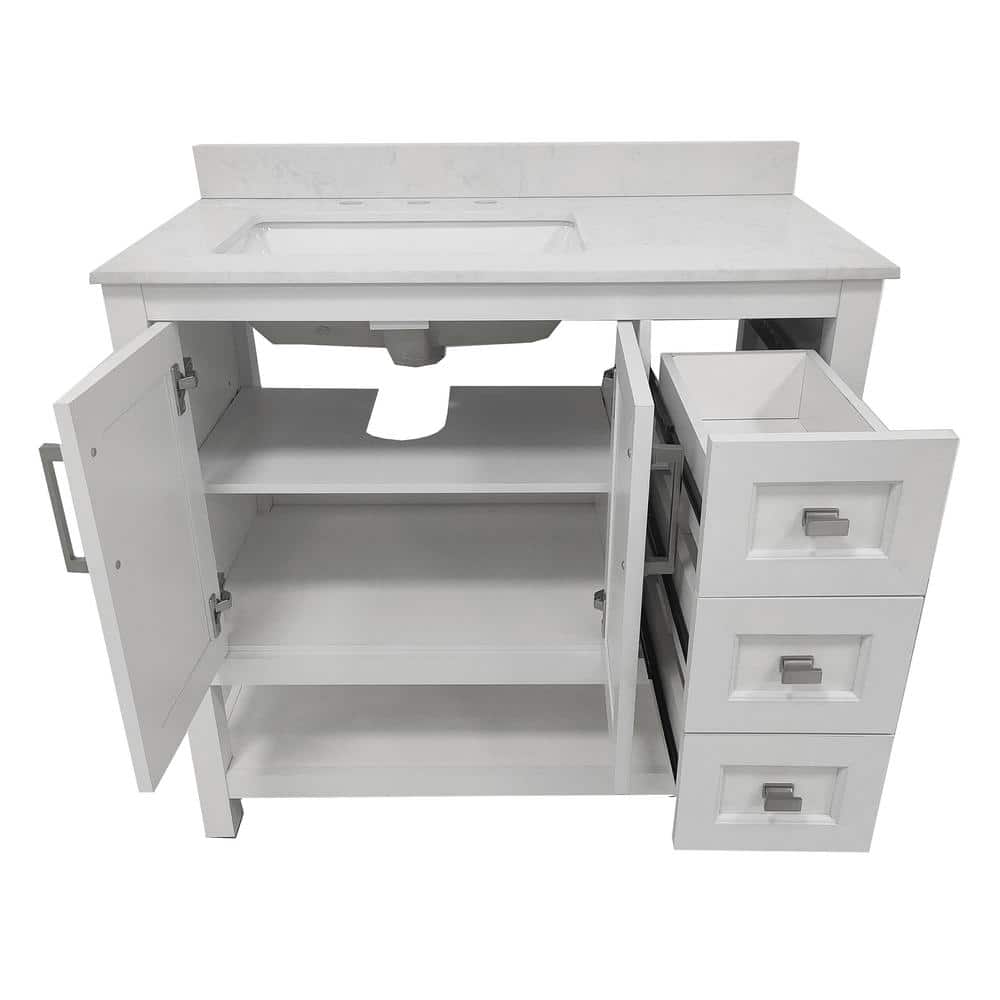 Vivien 36" White Composite Bathroom Vanity with Stone Top and Ceramic Sink