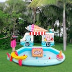 82 in. W Plastic Ice Cream Truck Inflatable Swimming Spray Pool and Play Center