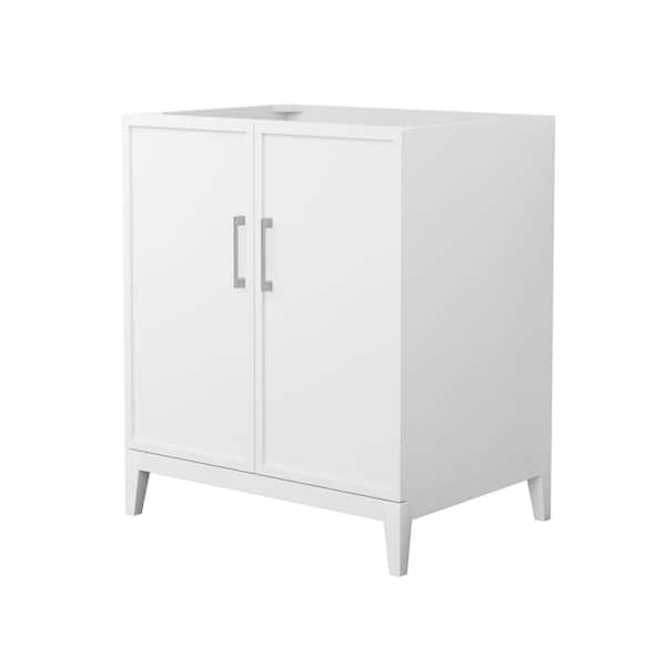 Elan 29 in. W x 21.5 in. D x 34.25 in. H Single Bath Vanity Cabinet without Top in White with Brushed Nickel Trim
