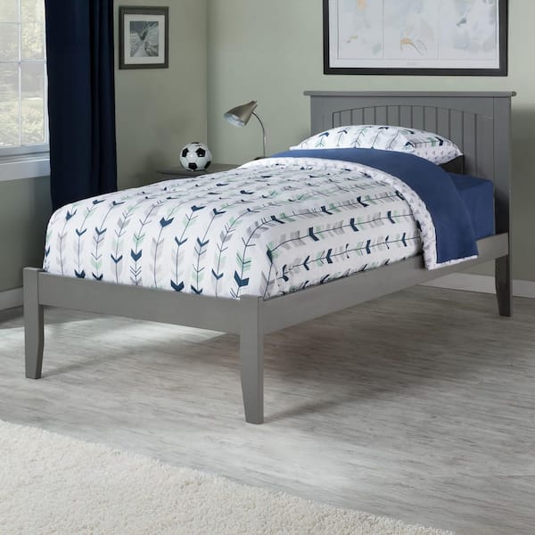 AFI Nantucket Twin Platform Bed with Open Foot Board in Grey
