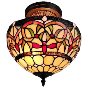 2-Light Tiffany Style Pendant with Glass Shade