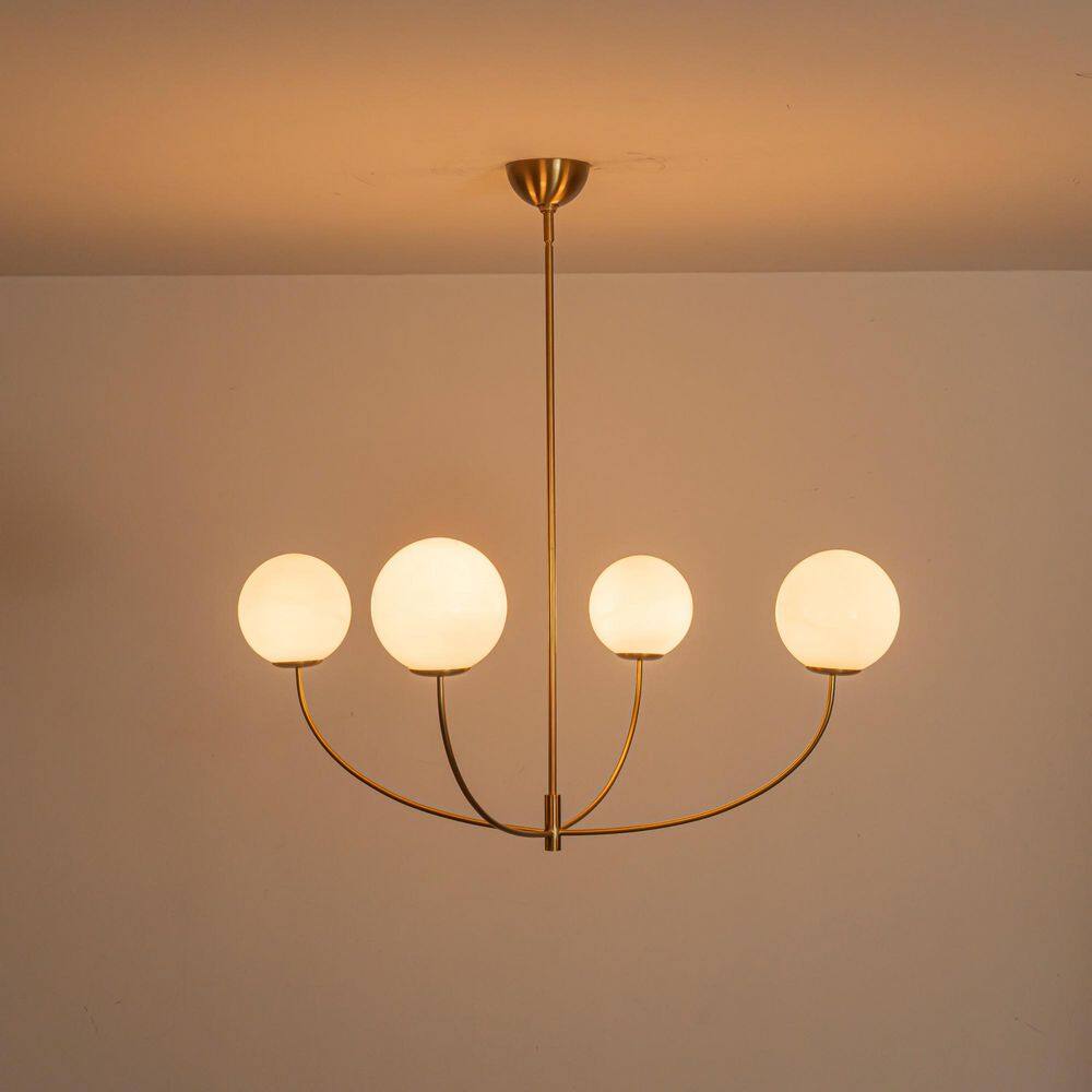 Erik 4-Light Modern Linear Sputnik Shaded Brushed Brass Glass Globe Chandelier for Dining Room price history on PriceWatchPro