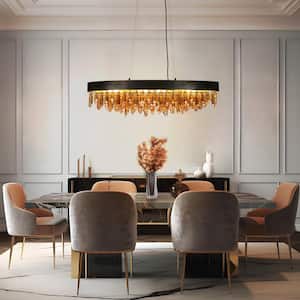 Palicourea 10-Light Plating Brushed Black and Plating Brass Island Chandelier with Crystal Accents, No Bulb Included