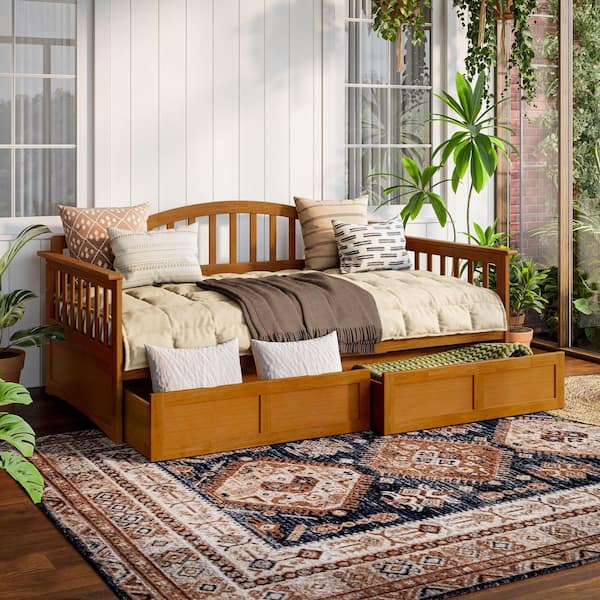 Mission Light Toffee Natural Bronze Twin Daybed with Storage Drawers