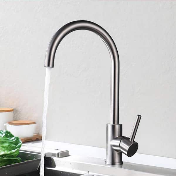 Single-Handle Standard Kitchen Faucet in Brushed Nickel