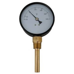 JONES STEPHENS Hot Water and Refrigerant Line Thermometer Straight Pattern  with Steel Well 1/2 in. NPT (40 to 280° F) J40500 - The Home Depot