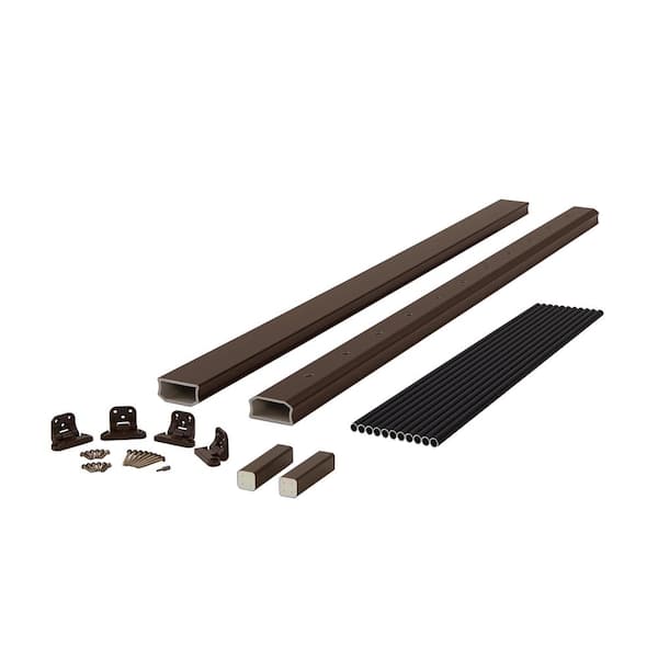 Fiberon BRIO 36 in. x 72 in. (Actual: 36 in. x 70 in.) Brown PVC Composite Stair Railing Kit w/Round Aluminum Black Balusters