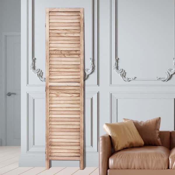 4-Panel Wood Room Divider, 66.9 in. Tall Folding Privacy Screen, Indoor Wooden Partition for Home, Office, Restaurant