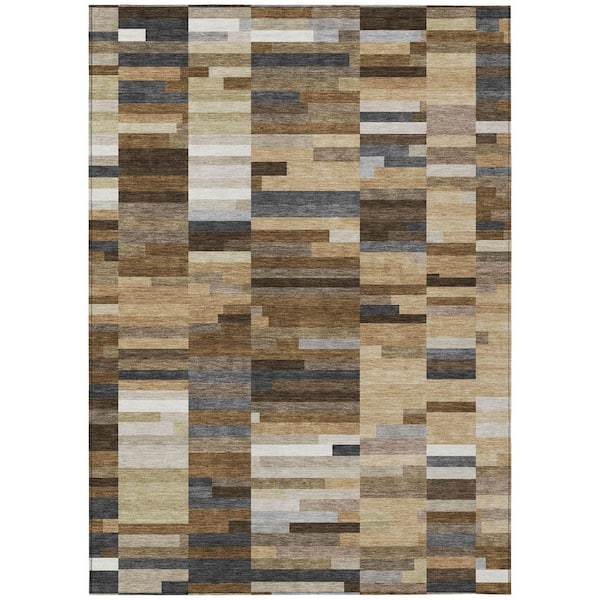 Chantille Machine Washable Indoor/Outdoor Abstract ACN3107 Chocolate 10 ft. x 14 ft. Area Rug