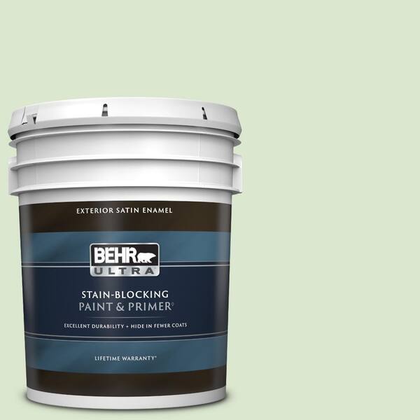 BEHR ULTRA 5 gal. #T12-18 Minty Frosting Satin Enamel Exterior Paint & Primer