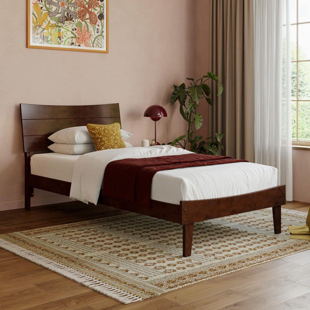 AFI Phoenix Walnut Brown Wood Frame Twin XL Platform Bed with