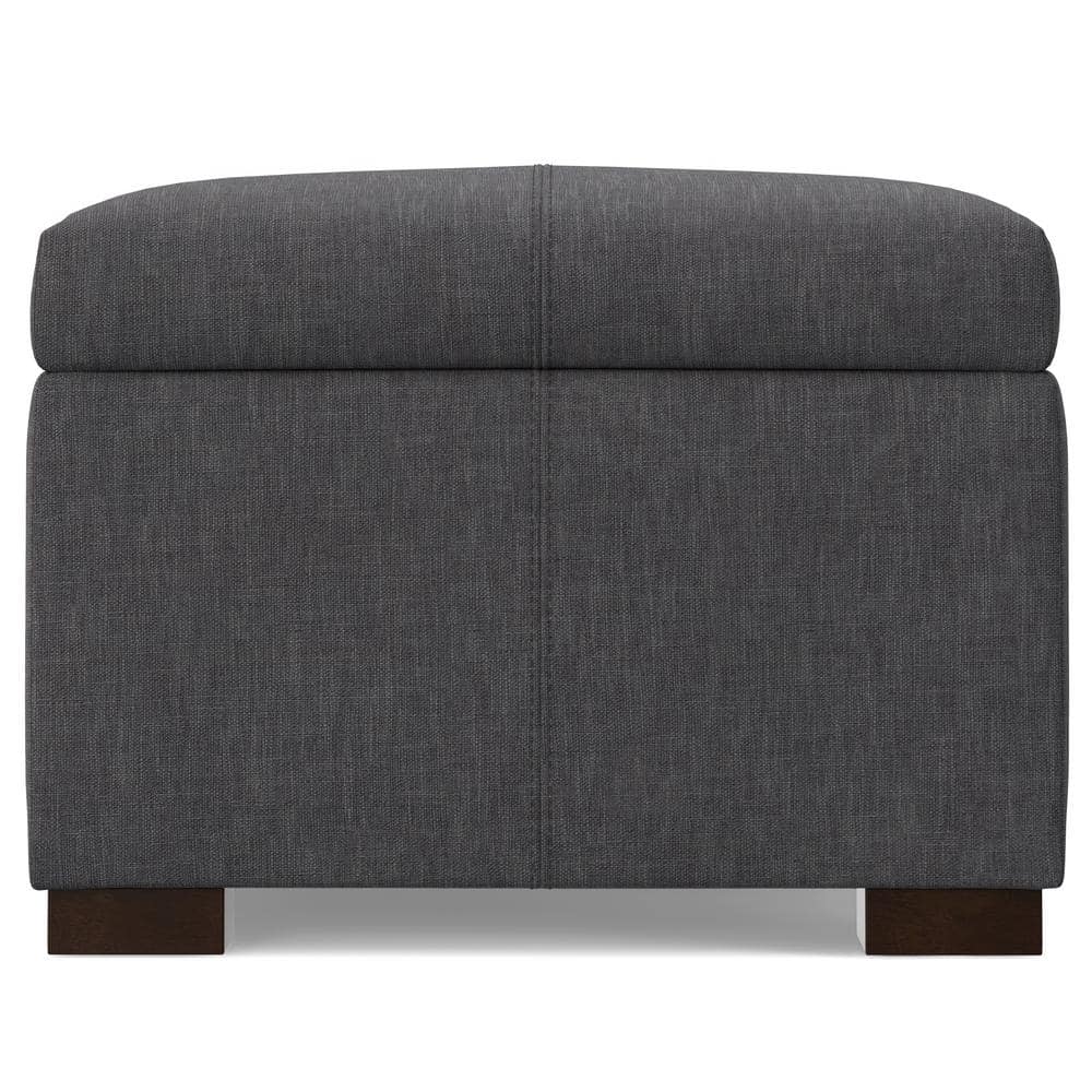 Gabbie Slate Grey Polyester Linen Storage Ottoman