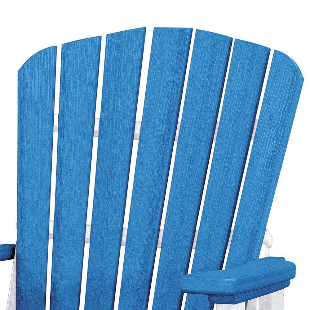 Seaside Blue & White High-Density Poly Resin Swivel Glider Chair