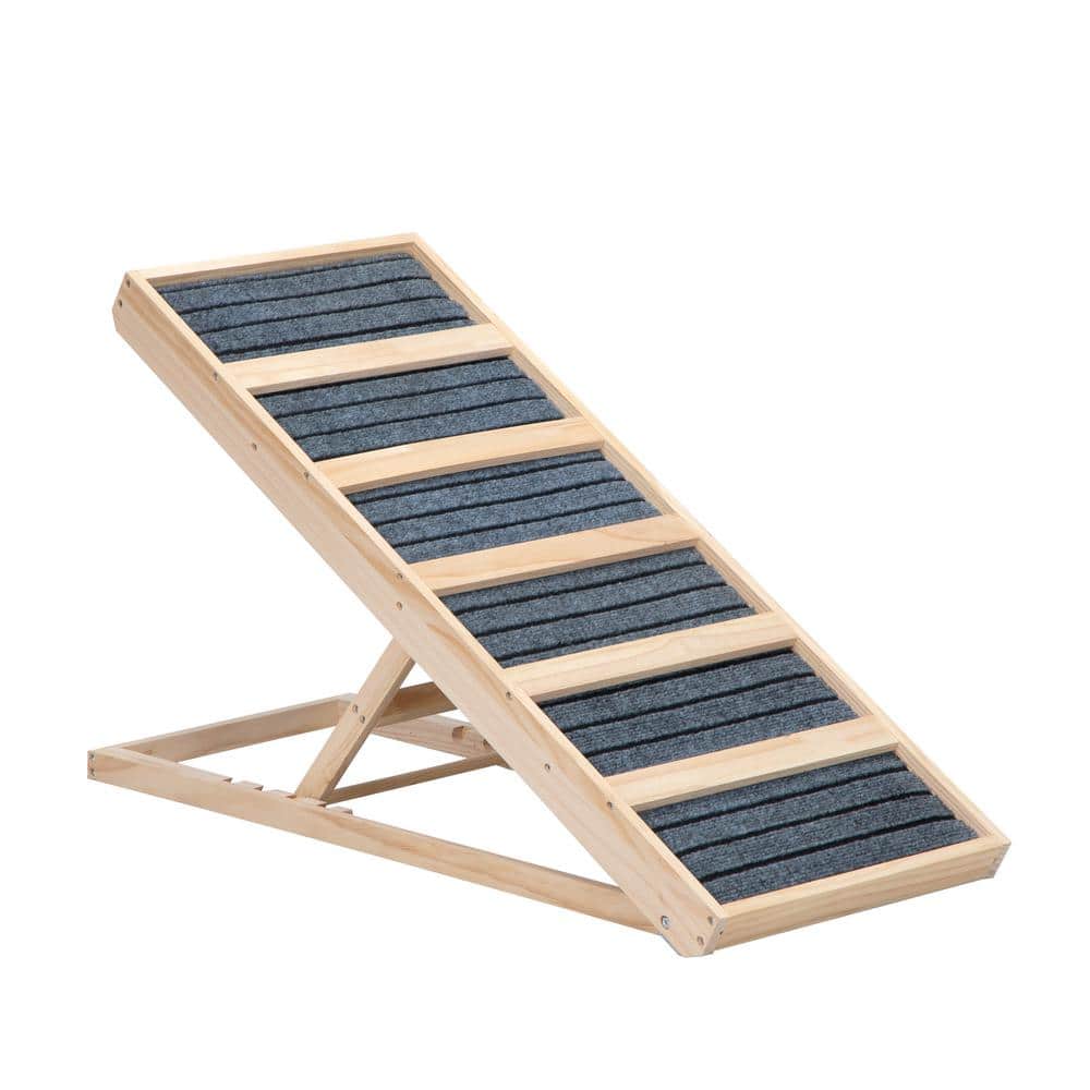 39 in. L Dog Ramp Wooden Pet Ramp Folding Dog Cat Ramp with Height Adjustme