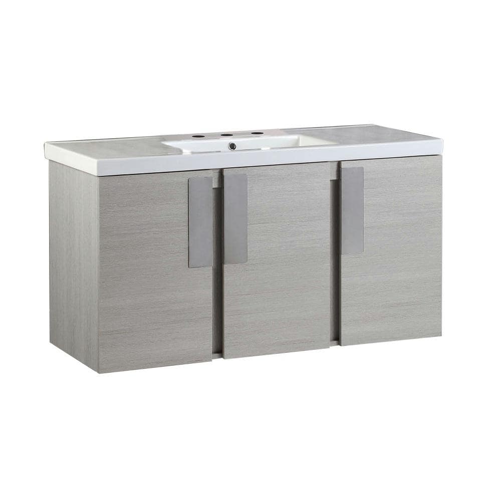 Bellaterra Home Carmel 48 in. W x 18.31 in. D x 25.59 in. H Single Vanity in Gray Pine with Ceramic Vanity Top in White with White Basin