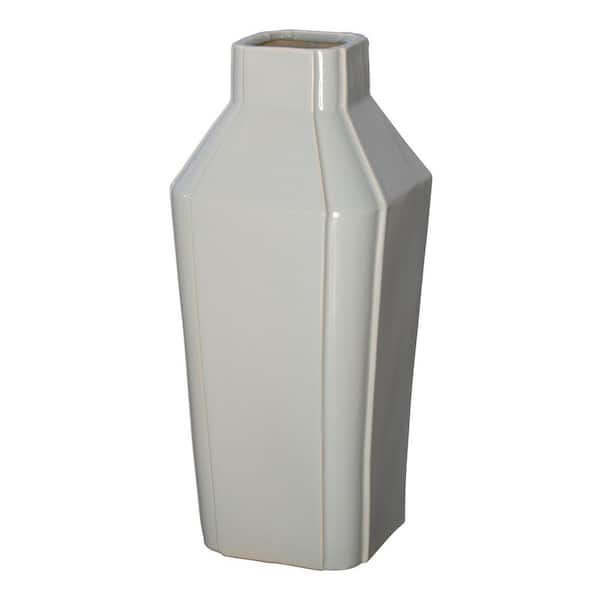 Quadrant 22.5 in. H Square Ceramic Vase in Gray with High-fire treatment