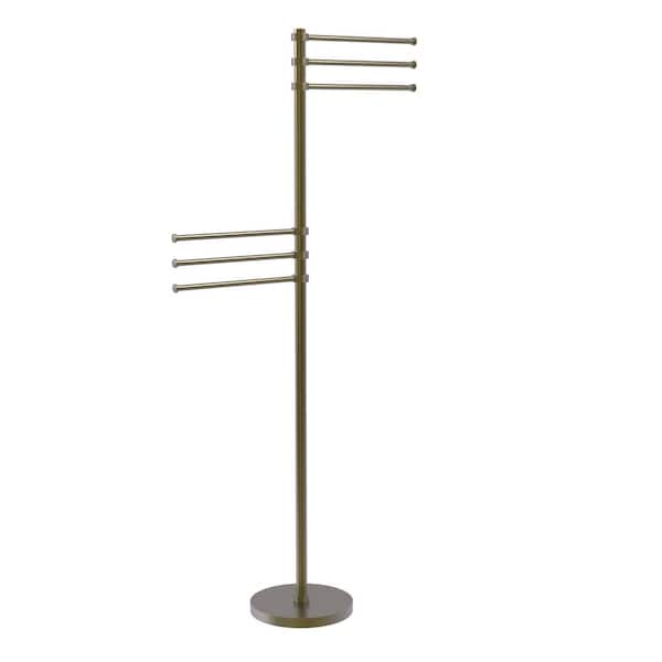Allied Brass Towel Stand with 6-Pivoting 12 in. Arms in Antique Brass