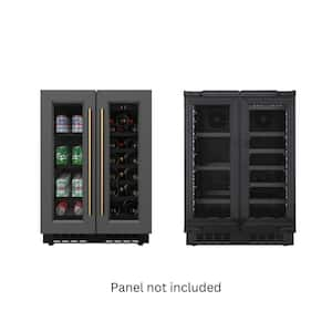 KoolMore Reserve 24 in. French Door Dual Zone Panel Ready Cooler with 20 Bottle Capacity with Black Shelves