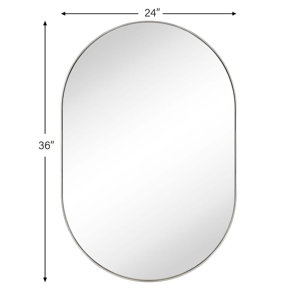 Brushed Nickel Oval Metal Bathroom Vanity Mirror