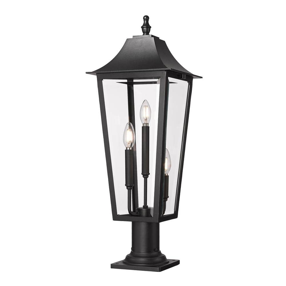 Gannon 28.75 in. 3-Light Black Stainless Steel Hardwired Outdoor Marine Gra