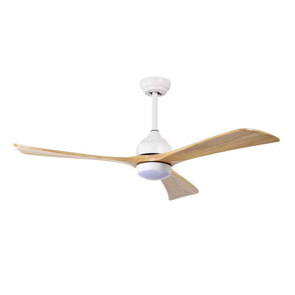 52 in. Modern Noiseless White 6-Speed Solid Wood Brown Blades Downrod Mount Standard Ceiling Fan Included Remote Control price history on PriceWatchPro