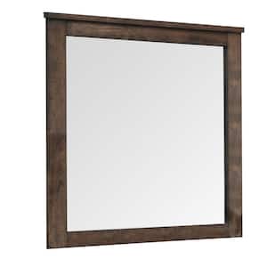 40 in. H x 1 in. W Oak Brown Wood Beveled Trim Top Rectangle Portrait Classic Framed Mirror