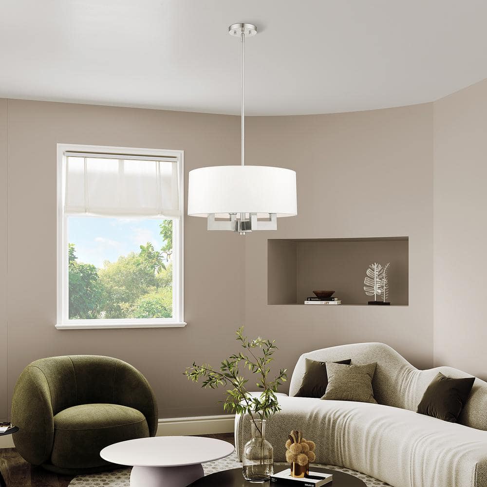 Mini Cresthaven Brushed Nickel 4-Light Chandelier with Crystal Accents