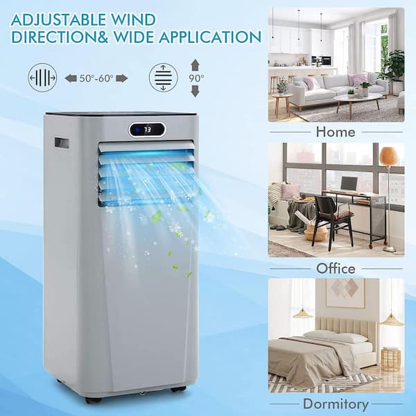 7,000 BTU Portable Air Conditioner Cools 350 Sq. Ft. with Drying and Sleep  Mode in Gray
