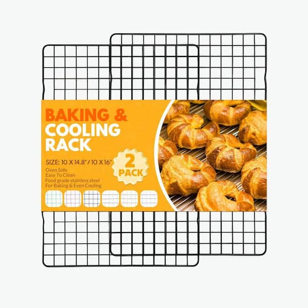 Stainless Steel Black Cooling Rack Sheet Pan Oven Safe Wire Rack for Baking Bacon Jelly Roll Pan 2 Pieces