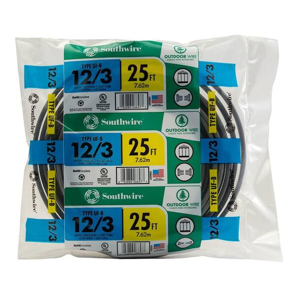 UF-B Cable Southwire 14/2 UF-B 100-Foot Underground Electrical Cable (Gray, Copper) By The Foot