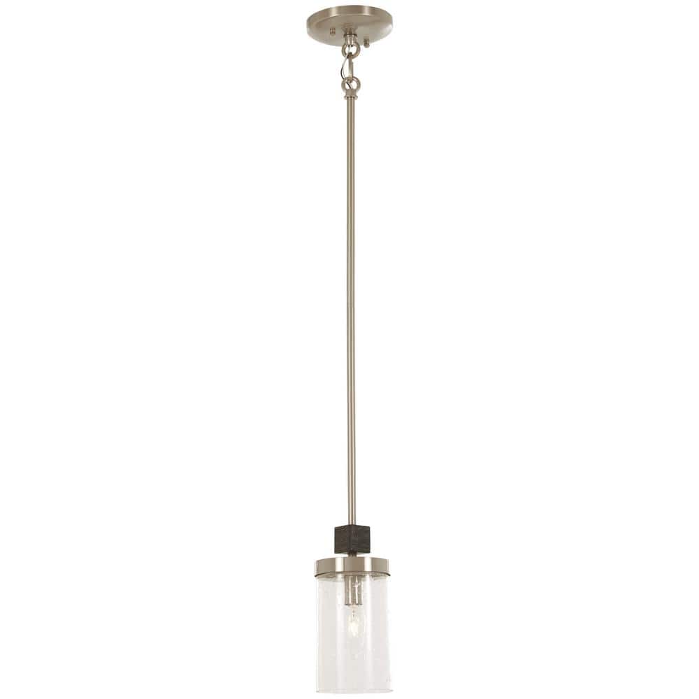 Bridlewood Stone Grey & Brushed Nickel Seedy Glass Mini Pendant