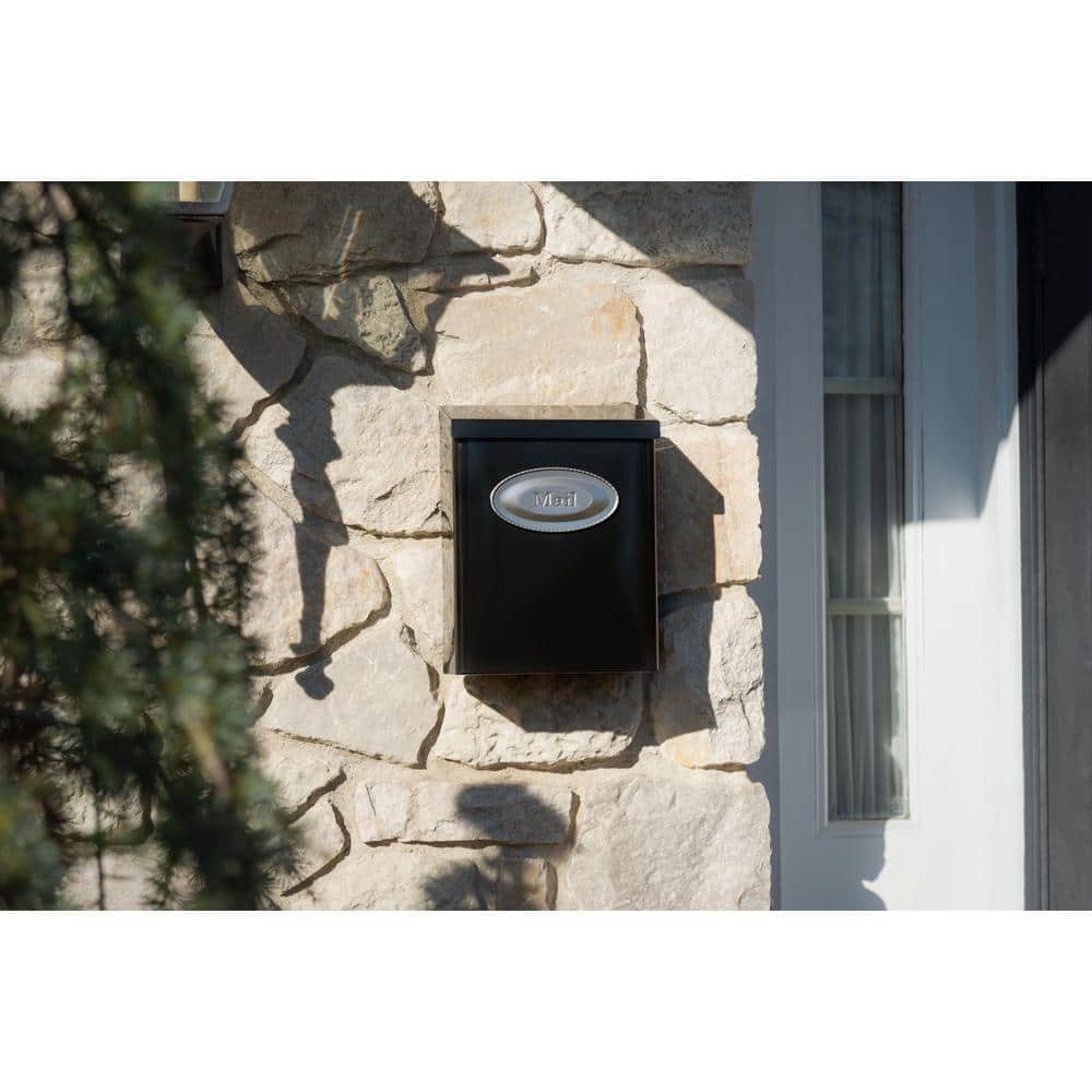 Medium Black Powder Coated Steel Lockable Wall Mount Mailbox