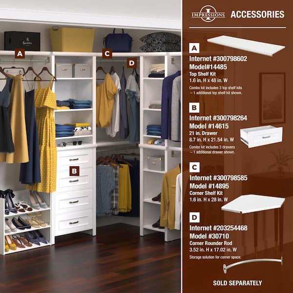 ClosetMaid Impressions Premium 60 in. W - 120 in. W White Wood