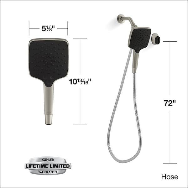 Rain Duet 3-Spray 1.75 GPM 5.125 in. Wall Mount Handheld Shower Head with Hose in Vibrant Brushed Nickel Rain Duet 3-Spray 1.75 GPM 5.125 in. Wall Mount Handheld Shower Head with Hose in Vibrant Brushed Nickel
