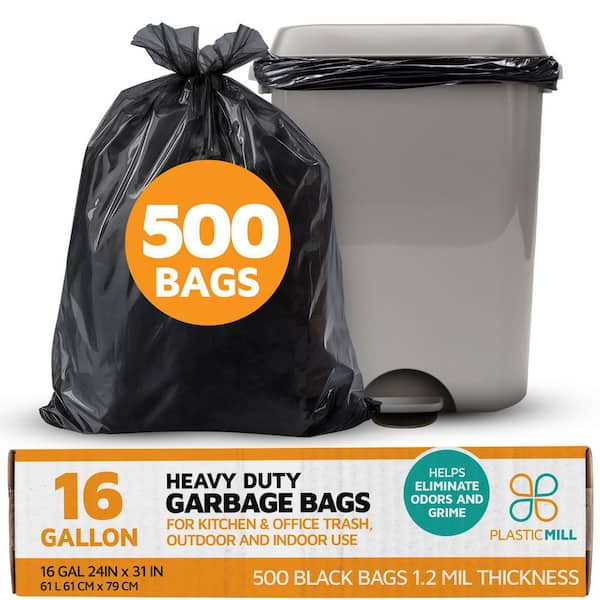 24 in. W x 31 in. H 16 Gal. 1.2 Mil Black Trash Bags (500- Count)