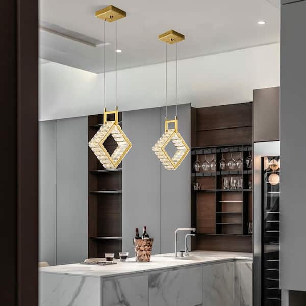 ZHLWIN Home Lighting 12W 1-Light Gold Square Modern Led Crystal