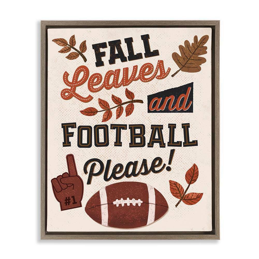 Fall Leaves and Football by Diane Labombarbe Brown Floater Frame Graphic Sports Art Print 25 in. x 31 in. price history on PriceWatchPro