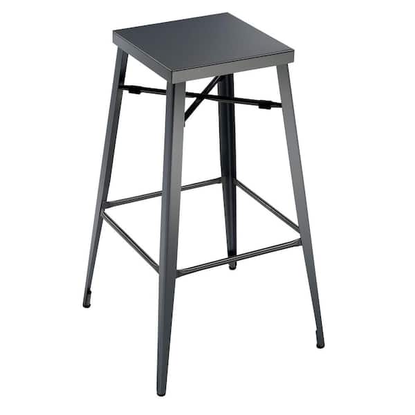 Timon 26 in.  Gun Metal Industrial Style Bar Stool (Pack of 2)