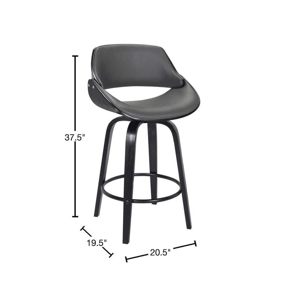Black Faux Leather and Walnut Swivel Bar Stool