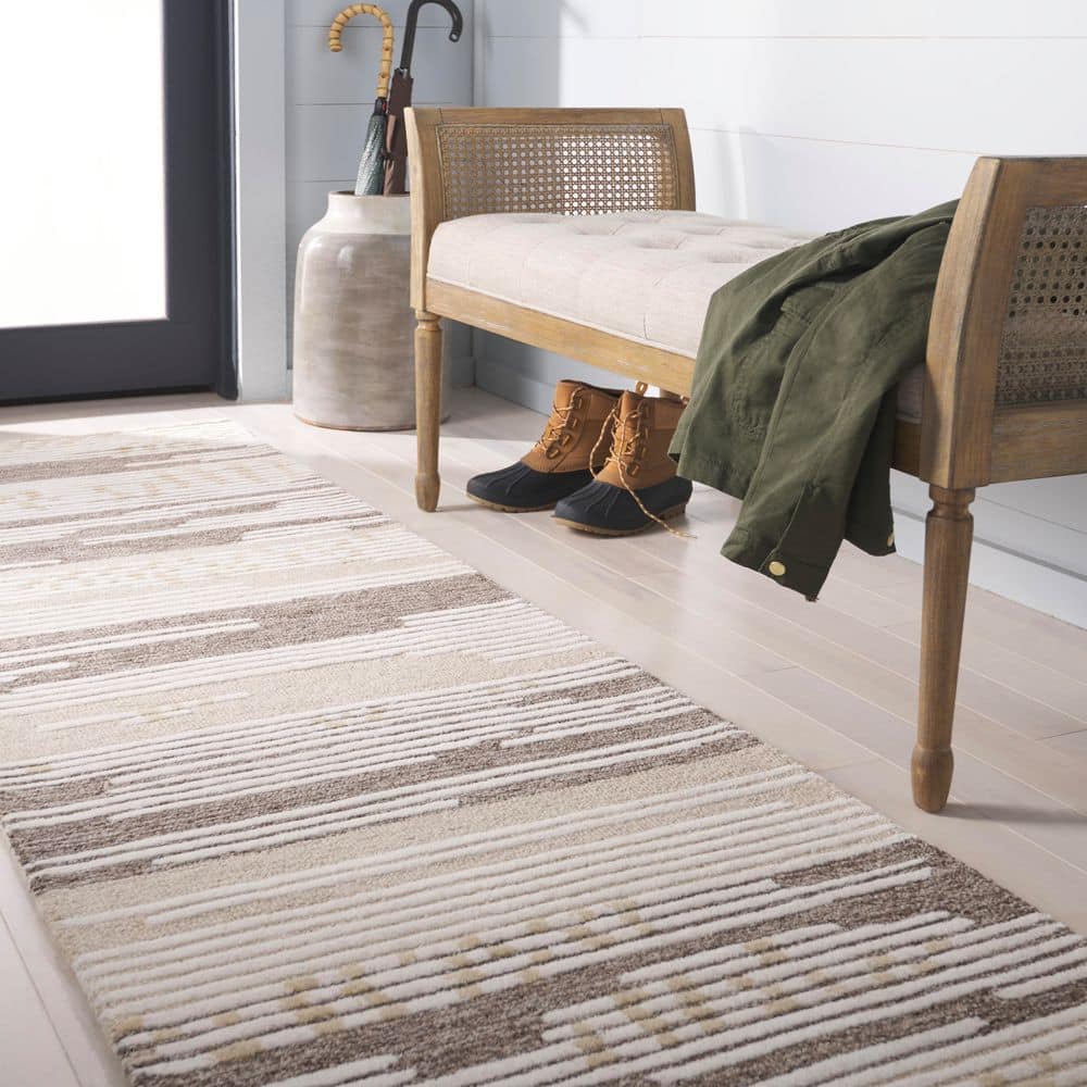 Martha Stewart 2 ft. x 8 ft. Natural/Brown Abstract Striped Runner Rug price history on PriceWatchPro