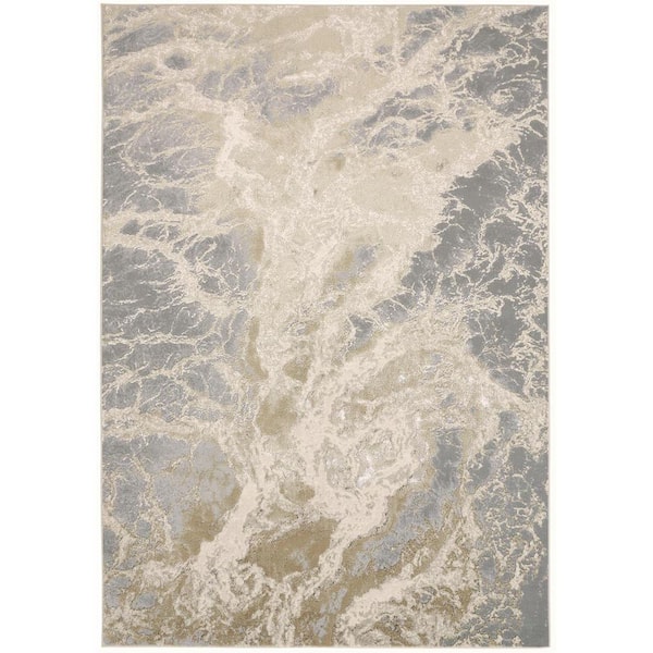 HomeRoots 8 ft. x 10 ft. Gray and Ivory Abstract Area Rug