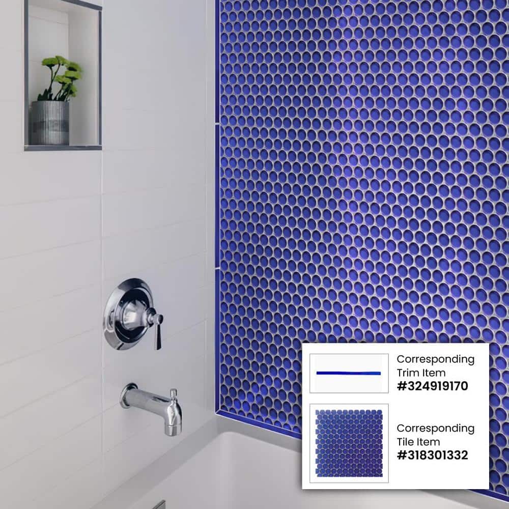 Cobalt Blue 12" x 12" Penny Round Glass Mosaic Tile