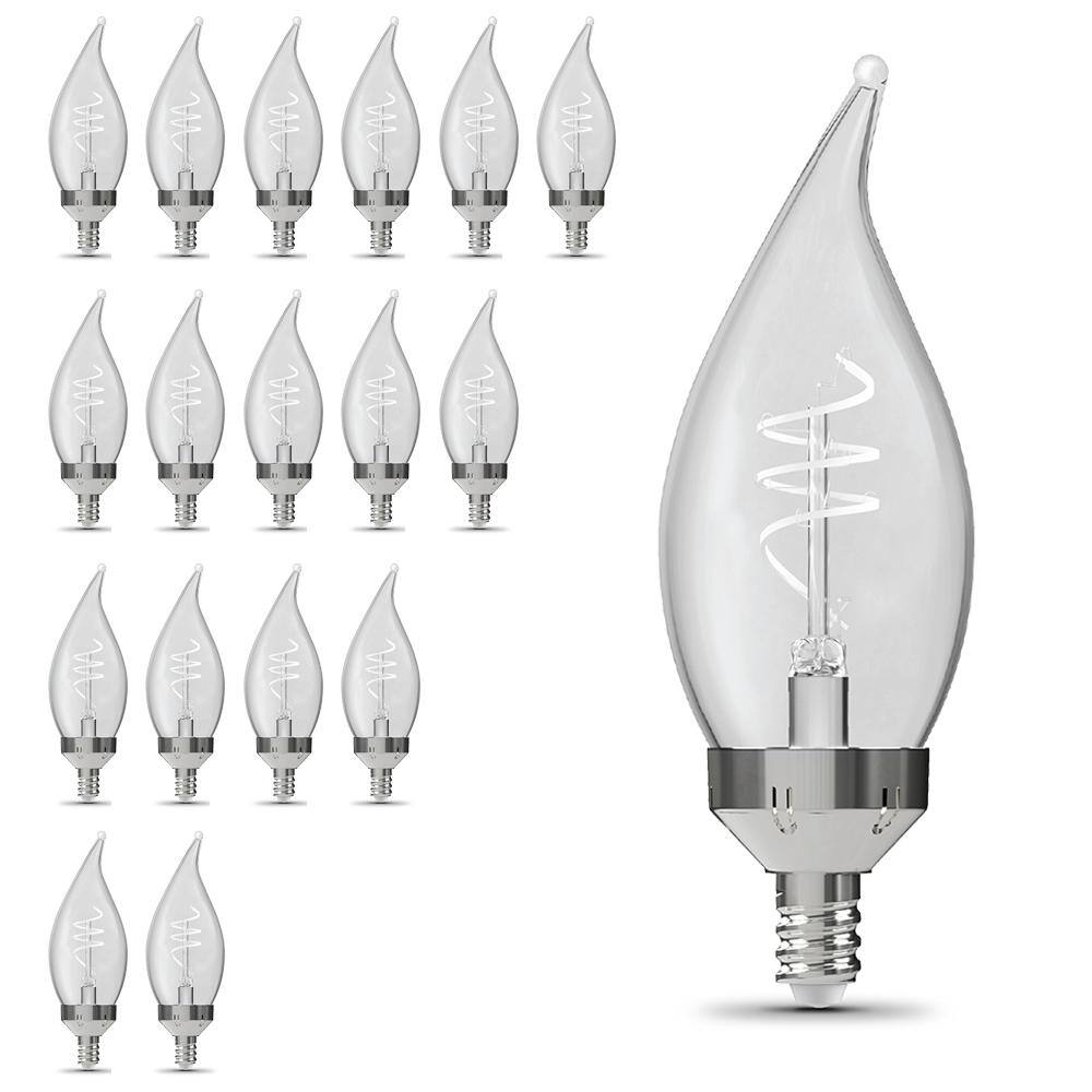60W Equivalent BA11 E12 Candelabra Switch to Dim White Filament Clear Chandelier LED Light Bulb Daylight 5000K (18-Pack)