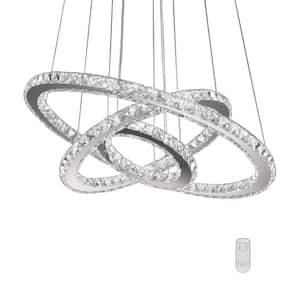 Lorri 72-Watt Integrated LED Chrome Wagon Wheel Chandelier with Clear K9 Crystals Dimmable