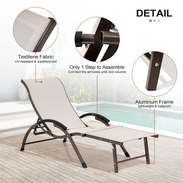 Aluminum folding chaise store lounge