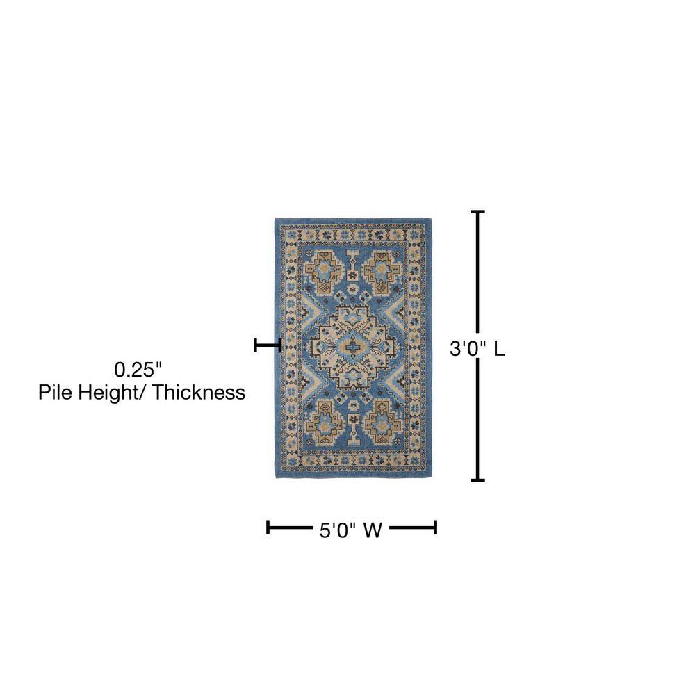 Halyn Ink Blue Cotton 36" x 60" Rectangular Accent Rug