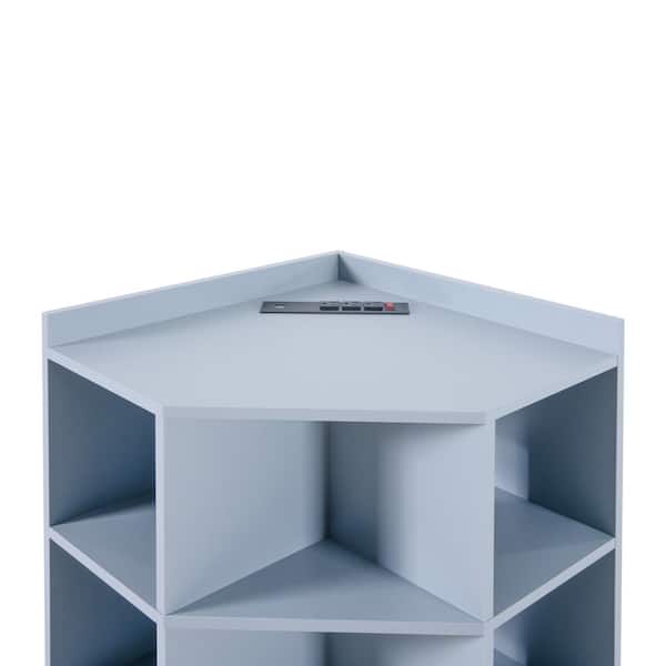 HOMESTOCK Gray Corner Cube Storage Cabinet for Small Spaces with
