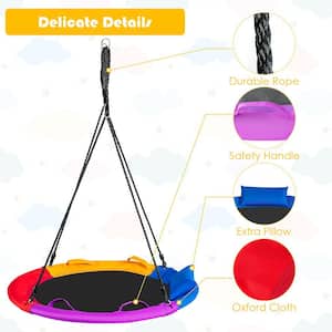 40 in. Saucer Tree Swing Round Platform Outdoor Swing with Pillow and Handle