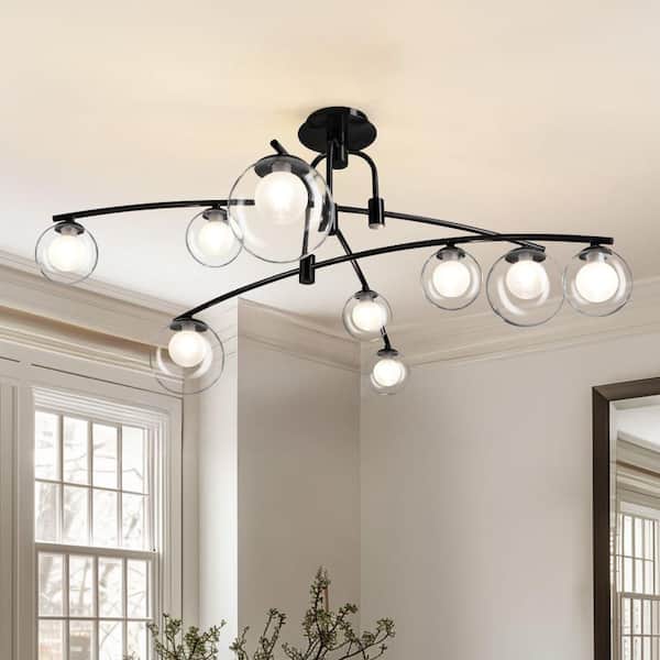 WDETR 42 in. 9-Light Black Chandelier with Light Dining Room or Kitchen